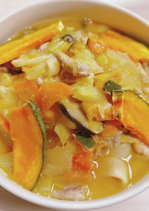 A picture of Hoto Noodles with Kabocha Squash (Serves 2).