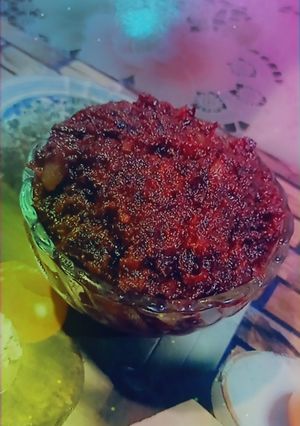A picture of Beetroot Sapota (Chikoo) Halwa.
