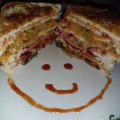A picture of Pakoda burger full veg stuff.
