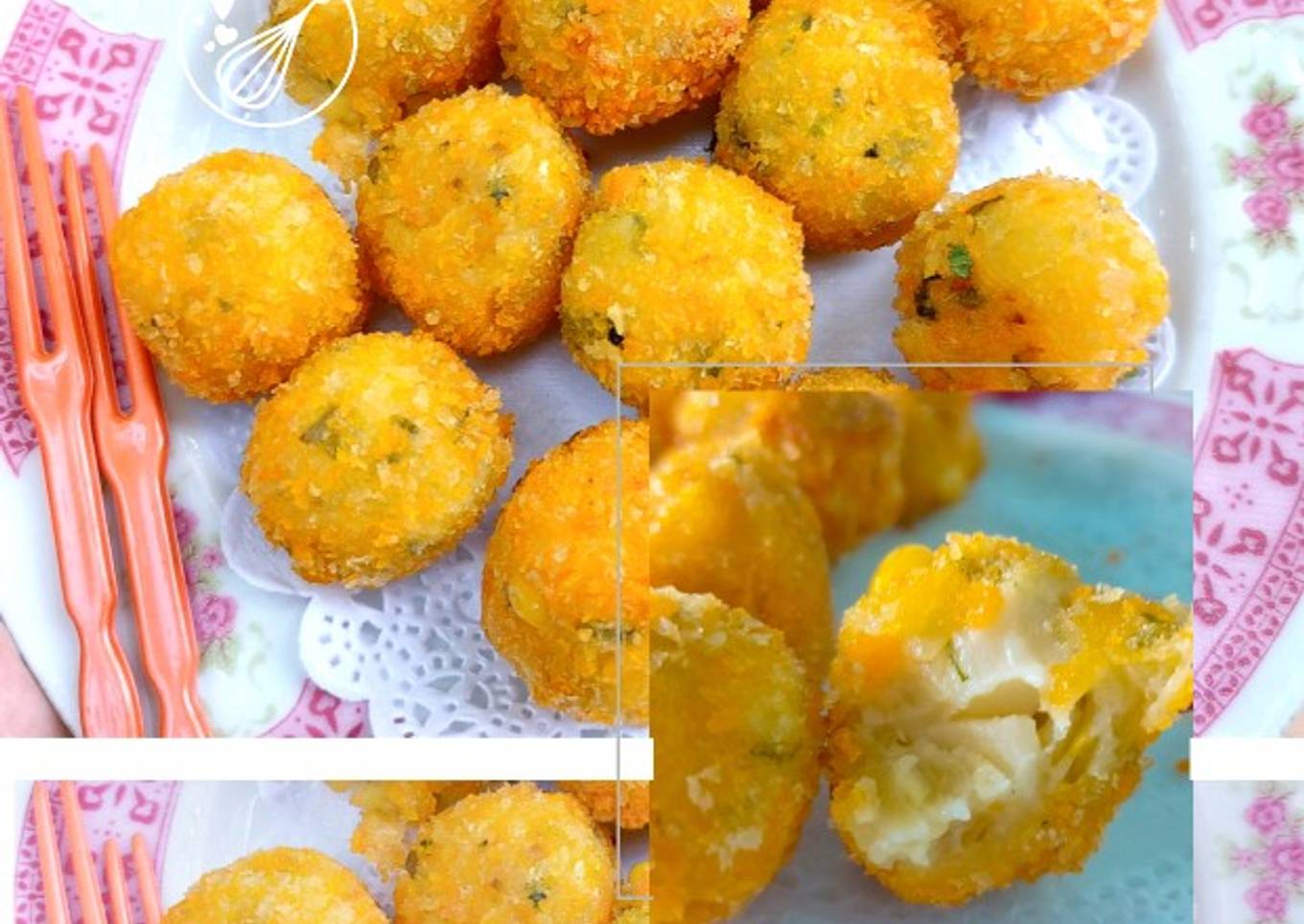 Cara Gampang Membuat Bola Kentang Keju + Sayur, Enak