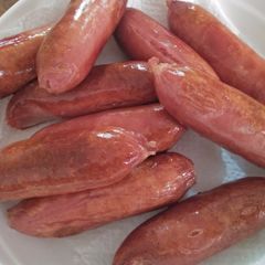 Pan fried beef smokies A picture of Pan fried beef smokies.