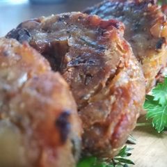A picture of Sage, onion, sausage and chestnut stuffing for your Christmas dinner.