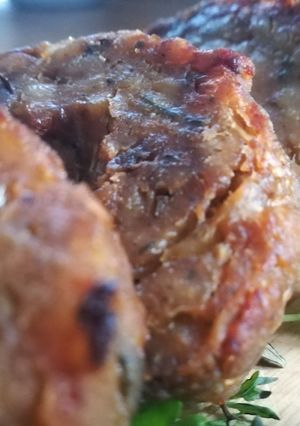 A picture of Sage, onion, sausage and chestnut stuffing for your Christmas dinner.