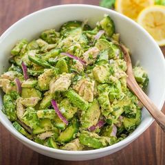 A picture of Avocado Salad with Tuna Fish.