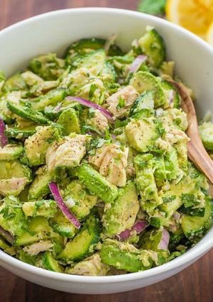 A picture of Avocado Salad with Tuna Fish.
