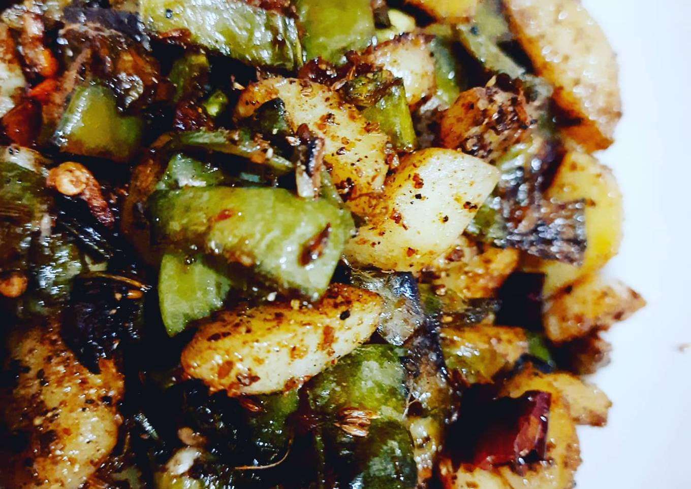 Broad beans and potato stir fry