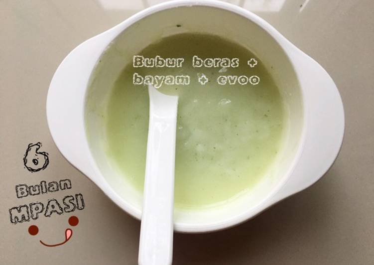 Langkah Mudah untuk Membuat 6 Bulan MPASI Tepung Beras Putih + Bayam + Evoo, Bikin Ngiler