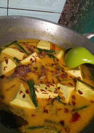 Foto resep Tahu Kuah Santan Pedas + Ayam Kampung