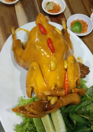 Hình của món Gà hấp mắm nhĩ.