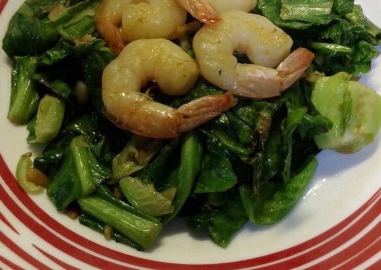 Cara mudah Membuat Tumis sayur kailan prawn, Sempurna