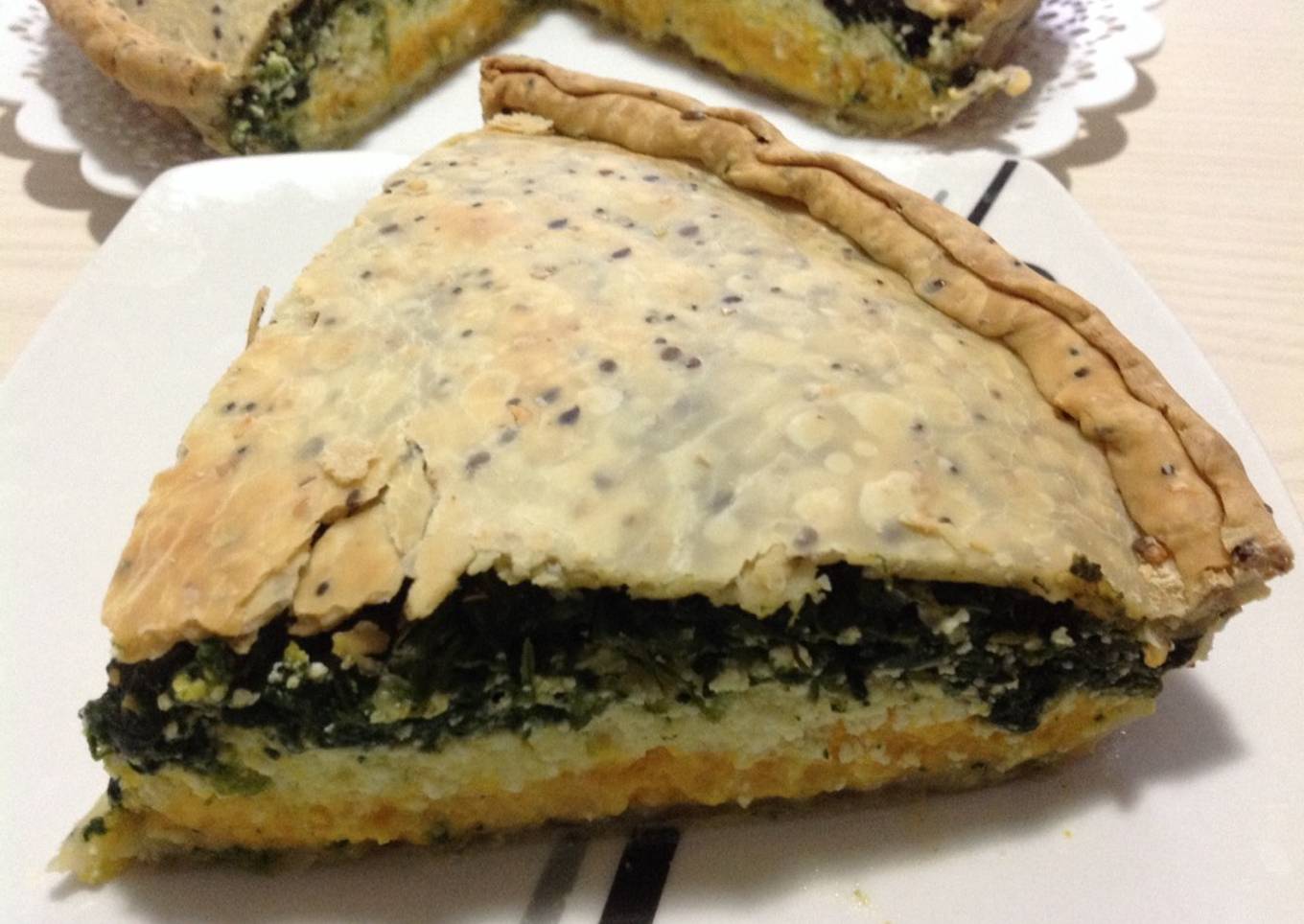 Tarta tricolor de Calabaza, Espinaca y Ricota