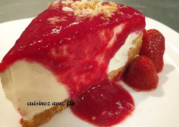 Recette de Récompense-gagner Cheesecake sans cuisson au coulis de fraises