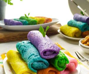 Resep Terbaru Dadar Gulung Pelangi (tanpa telur dan kulitnya anti sobek) Enak Sederhana