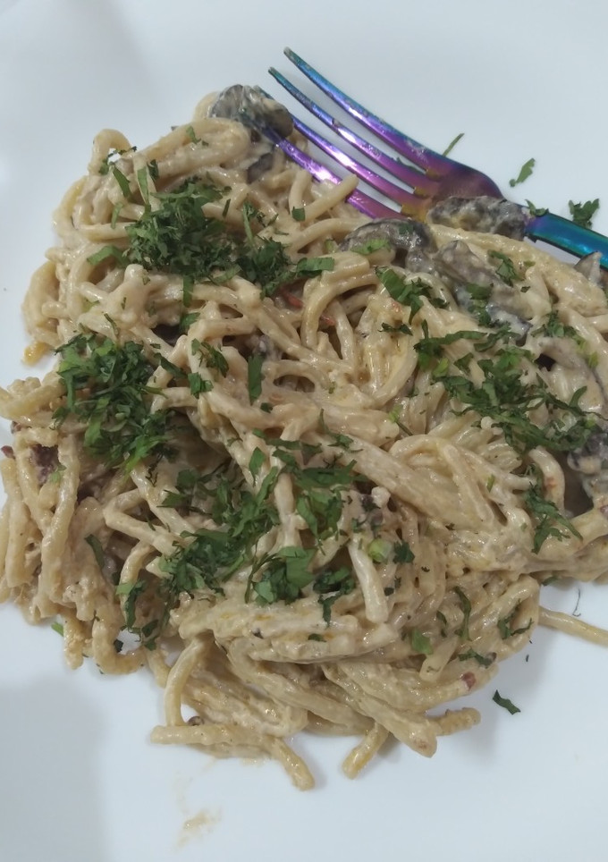 Una foto de Spaghetti con champiñones