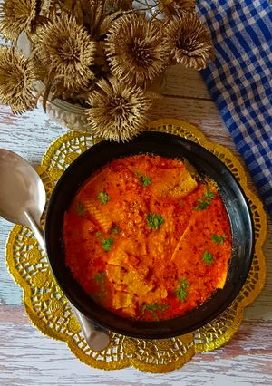 A picture of Rajasthani style Papad sabji.