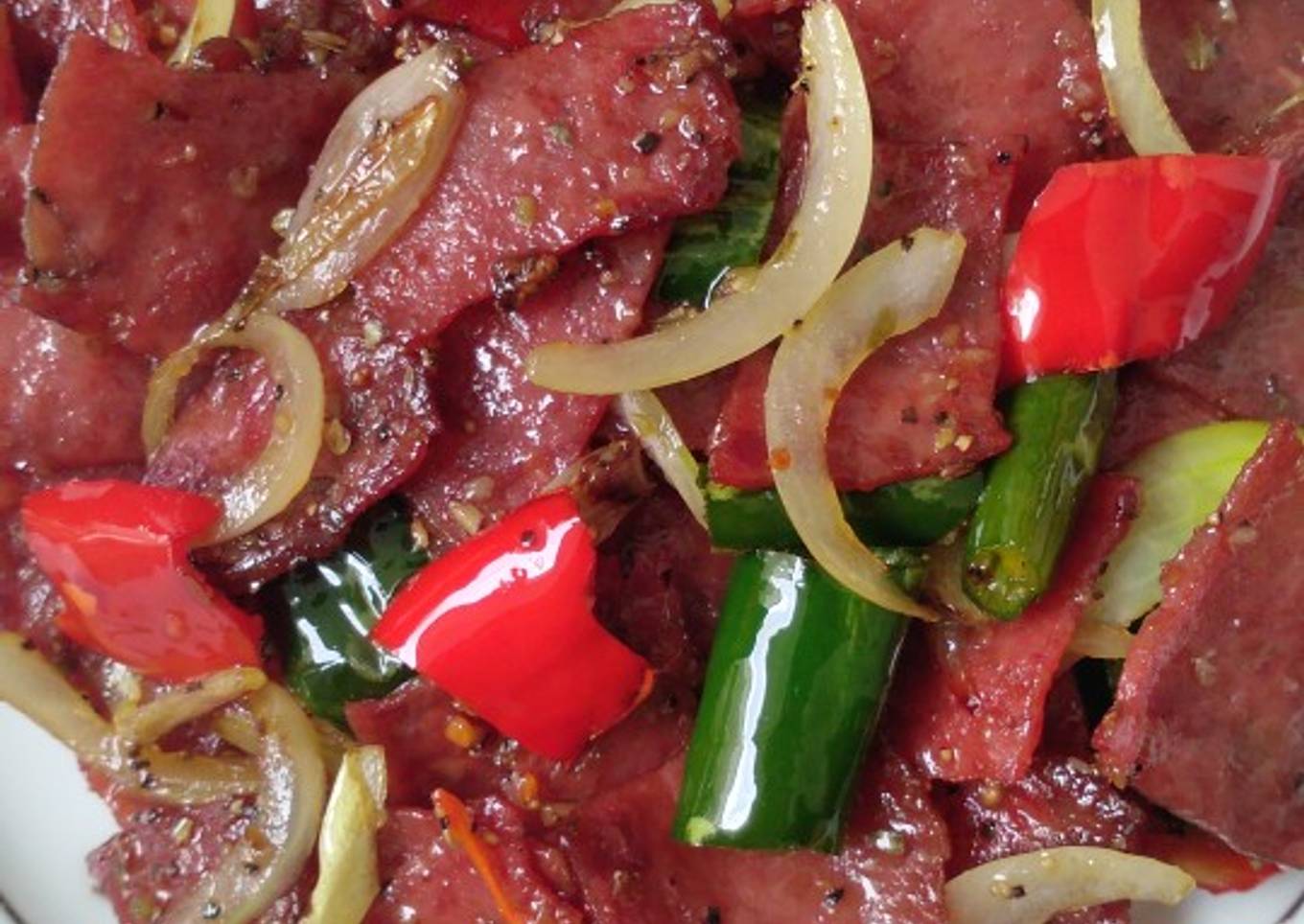 Sauteed Paprika with ham