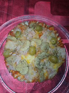 Una foto de Pizza con base de seta (en catalán Apagallums)