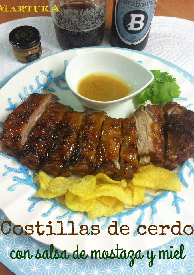 Una foto de Costillas de cerdo con salsa de mostaza y miel