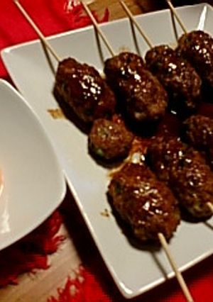 A picture of Easy Sweet and Savory Yakitori-Style Pork Tsukune.