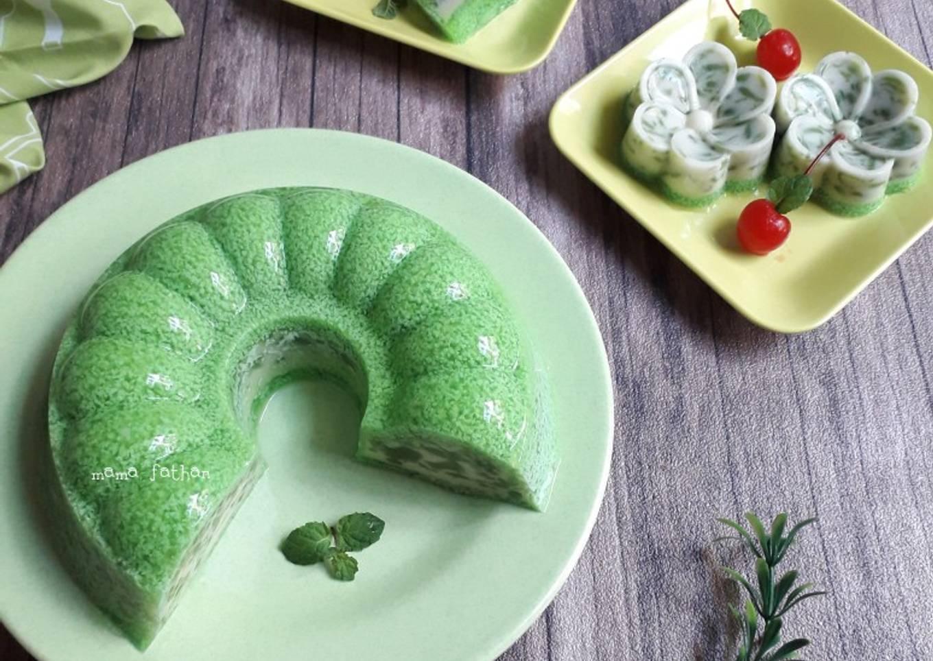 Puding cendol lumut pandan