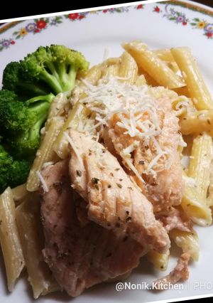 Foto resep Simple "Penne Carbonara Salmon", bekal sekolah anak-anak