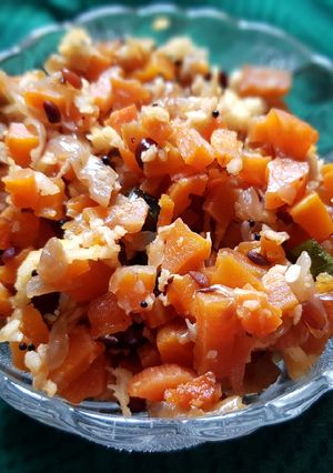 A picture of Carrot Stir fry Poriyal.