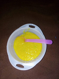 A picture of Sweet potatoes,Apple and carrot Puree.