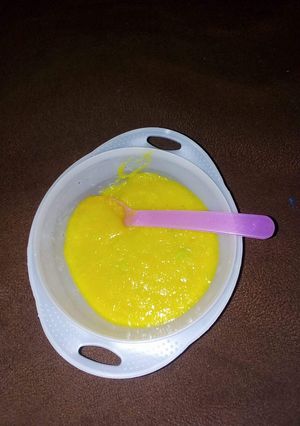 A picture of Sweet potatoes,Apple and carrot Puree.