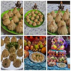 A picture of Rava decicated coconut dry fruits  modak.