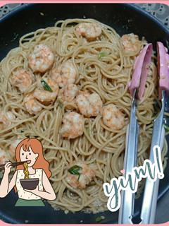 A picture of Garlicky Shrimp Pasta.