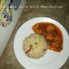 A picture of Chinese Rice with Manchurian.