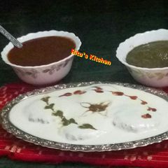 A picture of Raw banana Dahi vada.