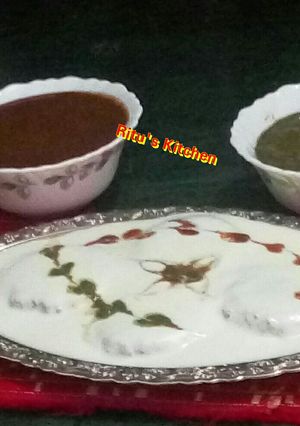 A picture of Raw banana Dahi vada.