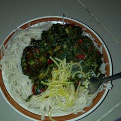 A picture of Spaghetti and Vegetables.