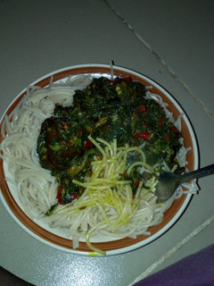 A picture of Spaghetti and Vegetables.