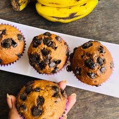 A picture of Banana chocolate muffins.