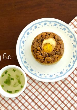 Foto resep Nasi Tim Ayam Jamur dan kuah
