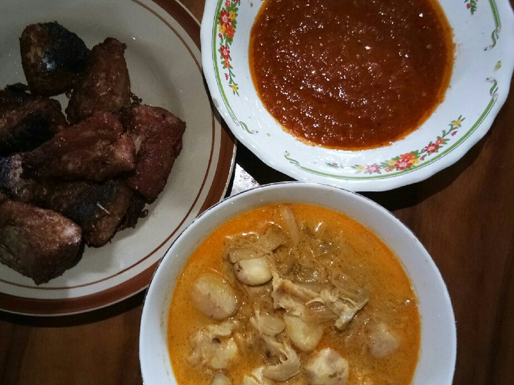 Resep Sayur santan kluwih,ikan cakalang goreng dn sambal goreng trasi Anti Gagal