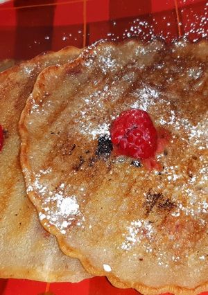 A picture of Lemon & berry pancakes.