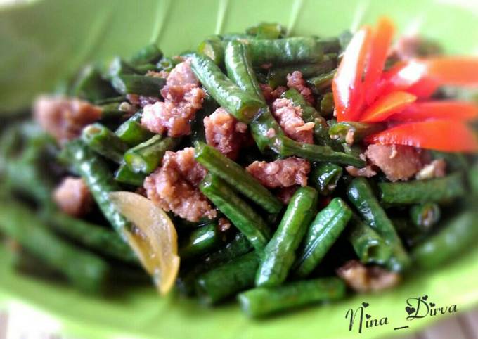 Resep Oseng daging sapi cincang + kacang panjang #KitaBerbagi oleh Nina