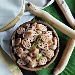 A picture of Lotus stem stir fry / kamal Kakdi ki sabji.