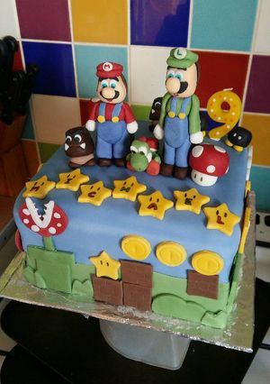 A picture of Vickys Super Mario Cake Decoration Idea.