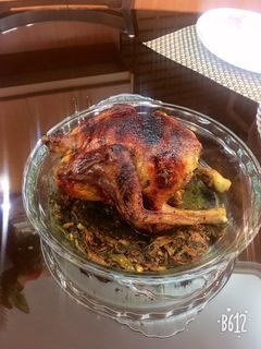 عکسی از دستور مرغ شکم پر