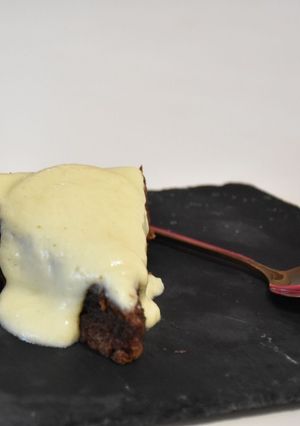 Une photo de Fondant au chocolat et sa crème anglaise