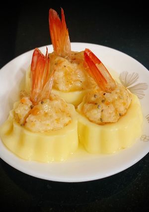 Hình của món Đậu hũ trứng nhồi tôm cho bé.