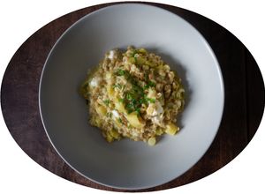 Une photo de Orge façon risotto poireaux & feta - IG Bas