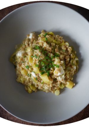 Une photo de Orge façon risotto poireaux & feta - IG Bas