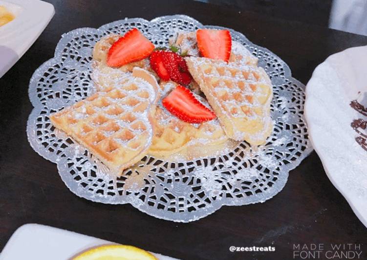 Yummy waffles and strawberries