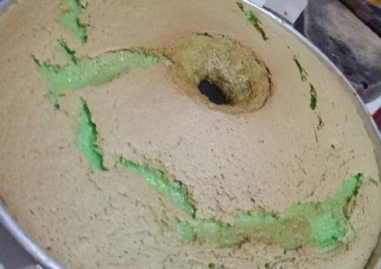 Resep Chiffon Cake Pandan without Baking and Cream of tar-tar Anti Gagal