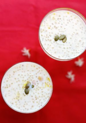 A picture of Tapioca Pearls/Sabudana Kheer.